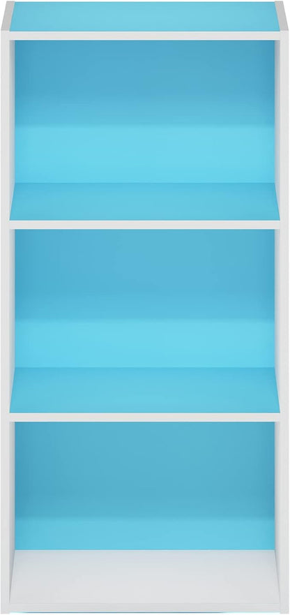 Furinno Luder 3-Tier Open Shelf Bookcase, Light Blue/White
