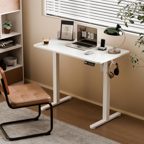 35" Electric Standing Desk, Small Sit Stand up Desk, White