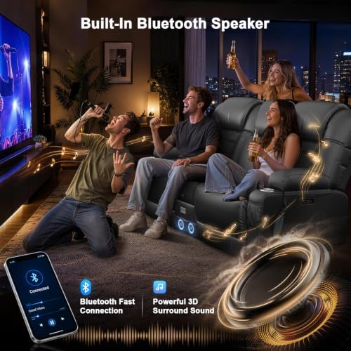 Power Loveseat Recliner Sofa with Massage & Heat, Gray