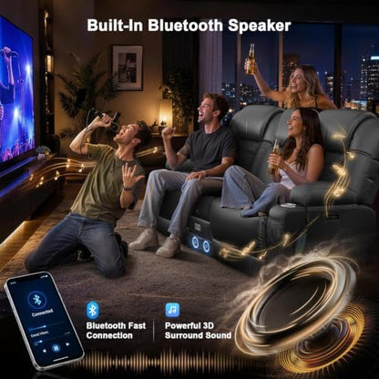 Power Loveseat Recliner Sofa with Massage & Heat, Gray