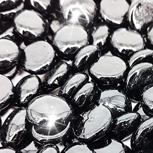 19 lbs Fire Pit Glass Beads,1/2 Inch Onyx Black Fire Glass Rocks