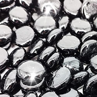 19 lbs Fire Pit Glass Beads,1/2 Inch Onyx Black Fire Glass Rocks