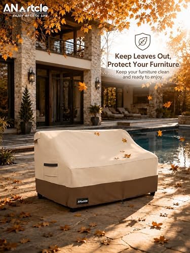 3-Seater Patio Sofa Cover,79W x 37D x 35H Inches Outdoor Couch Cover,100% Waterproof Heavy Duty Patio Sofa Covers,Patio Furniture Covers,Beige&brown