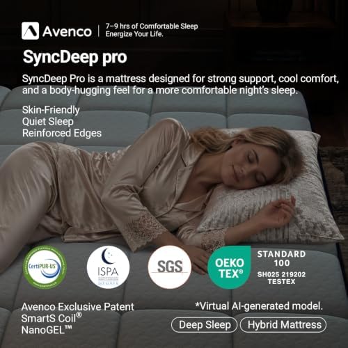 Avenco 12 inch Full Size Mattress, Medium Firm Full Hybrid Mattress in a Box, with Smarts Coil Pocket Springs & Cooling Gel Memory Foam for Pressure Relief, Motion Isolation, CertiPUR-US Certified