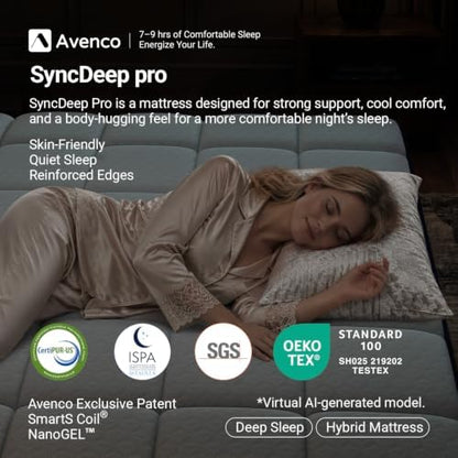 Avenco 12 inch Full Size Mattress, Medium Firm Full Hybrid Mattress in a Box, with Smarts Coil Pocket Springs & Cooling Gel Memory Foam for Pressure Relief, Motion Isolation, CertiPUR-US Certified