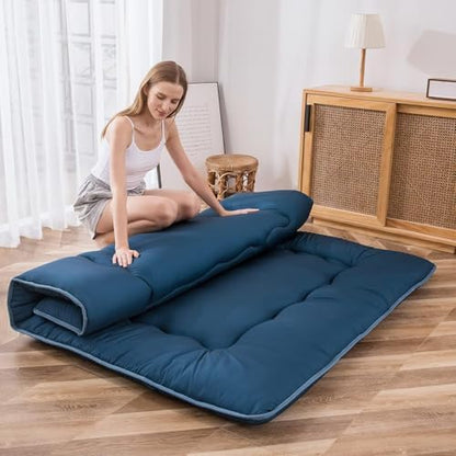 MAXYOYO Japanese Futon Mattress - Thicken Sleeping Pad & Guest Room Mattress, Thick Soft and Comfortable, Bluestone, Full