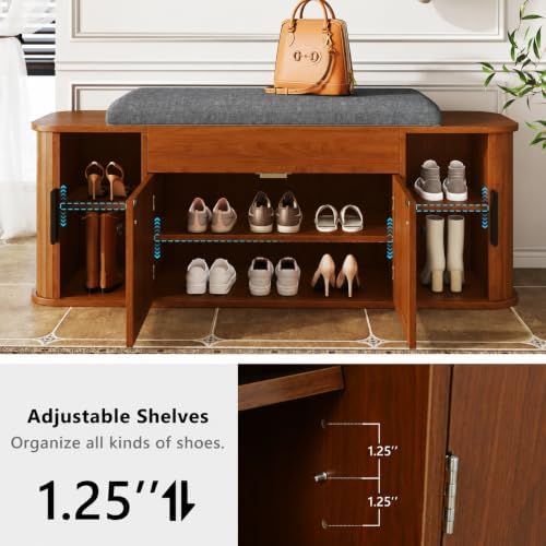Entryway Shoe Storage Bench with Cushion, Lift Top Storage Cabinet