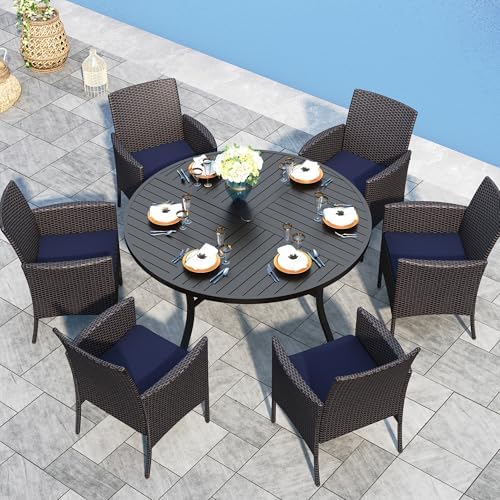 Sophia & William 7-Piece Patio Dining Set, Round Table, PE Wicker Chairs