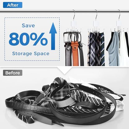 Belt Rack Hanger, Belt Hanger Organizer for Closet 360° Rotatable