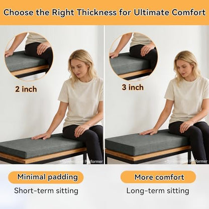 Bench Cushion for Indoor Furniture Dark Gray, 47x15x2 inch