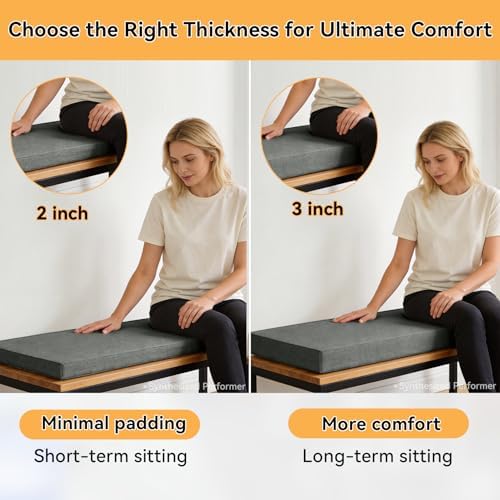 Bench Cushion for Indoor Furniture Dark Gray, 39x17x3 inch