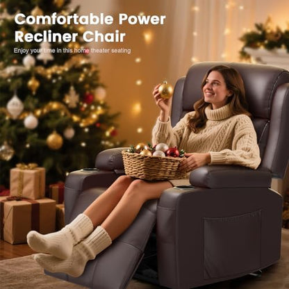 Power Recliner Chair, Home Theater Seating Reclining Sofa with Heat Massage
