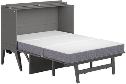 AFI, Northampton Full Size Murphy Bed Desk with Memory Foam 6" Mattress and Built-in USB Charger, Grey