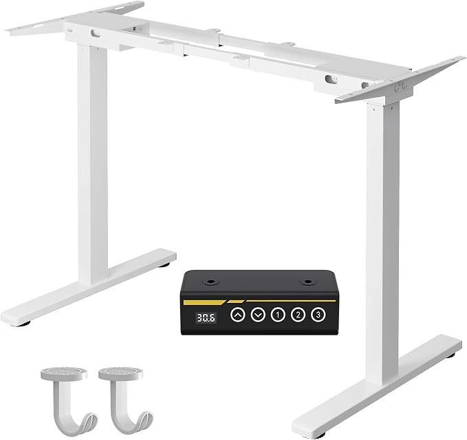 Dual Motor Electric Standing Desk Frame,Adjustable height and length,The maximum size it can accommodate is 63*28 inches for the tabletop,3 Preset Heights,Rated for 264 pounds of weight.White