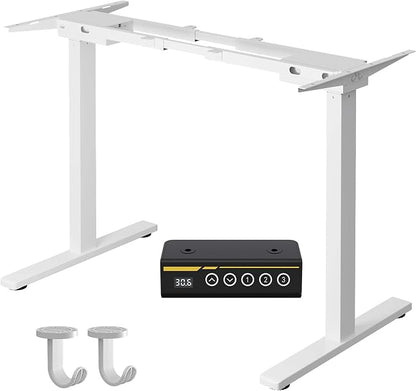 Dual Motor Electric Standing Desk Frame,Adjustable height and length,The maximum size it can accommodate is 63*28 inches for the tabletop,3 Preset Heights,Rated for 264 pounds of weight.White