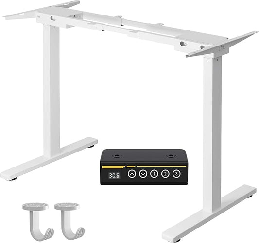 Dual Motor Electric Standing Desk Frame,Adjustable height and length,The maximum size it can accommodate is 63*28 inches for the tabletop,3 Preset Heights,Rated for 264 pounds of weight.White