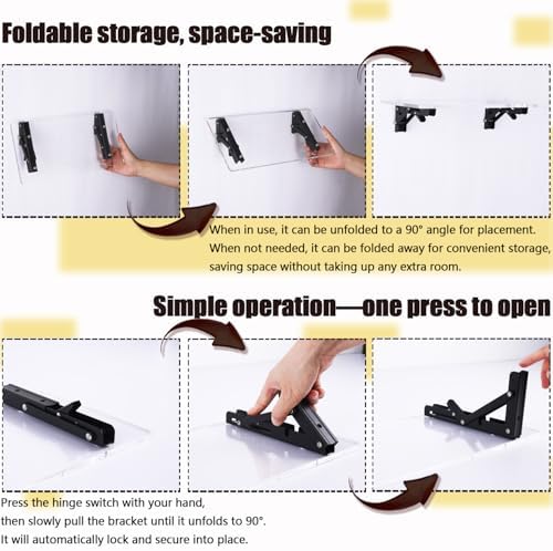 Foldable Floating Shelves for Wall,16" L x 7" W Wall Shelves for Decor Storage