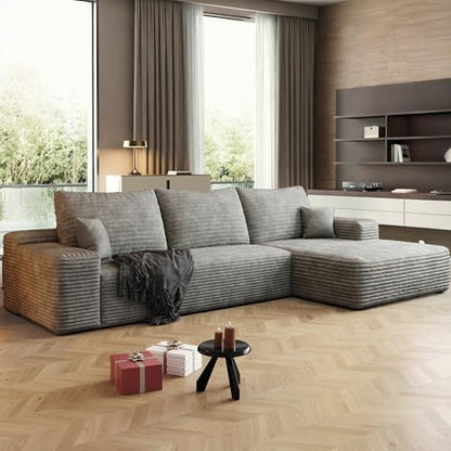 96" Sectional Couches for Living Room Cloud Couch Sofa with L-Shape Upholstered Boneless Couchs Modern Modular Sectional Couch with Chaise (Light Grey, 108" L Shaped with Right Facing Chaise)