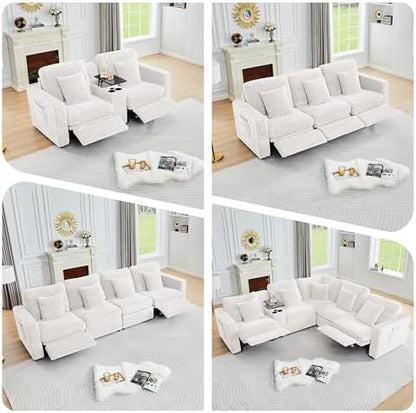 ORRD Modern Corner Sofa Seat with 2 Pillows for Modular Sectional Couch for Living Room-White
