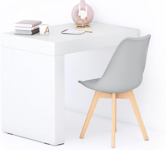 Mobili Fiver, Evolution Desk 35.4 x 23.6 in, Ashwood White with One Leg, Made in Italy