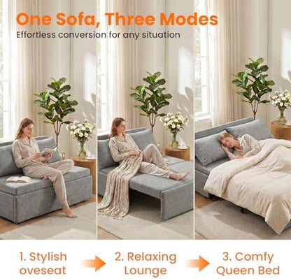 ijuicy Queen Size Pull Out Sofa Bed,3 in 1 Sleeper Sofa