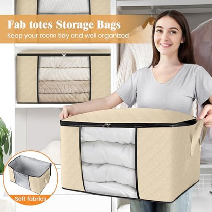 6 Pack Storage Bags for Clothes Blanket Storage Bins with Lids