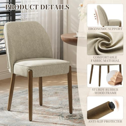 MALOL Barrel Modern Dining Chair, Upholstered Dining Chairs Set of 2, Camel