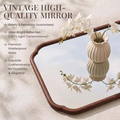 20"x30" Wall Mirror, Wall Mounted Vanity Mirror, Walnut