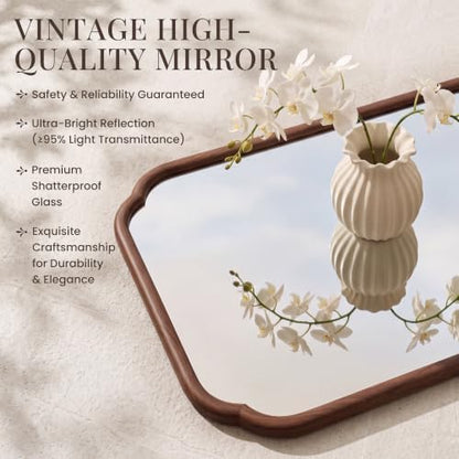 20"x30" Wall Mirror, Wall Mounted Vanity Mirror, Walnut
