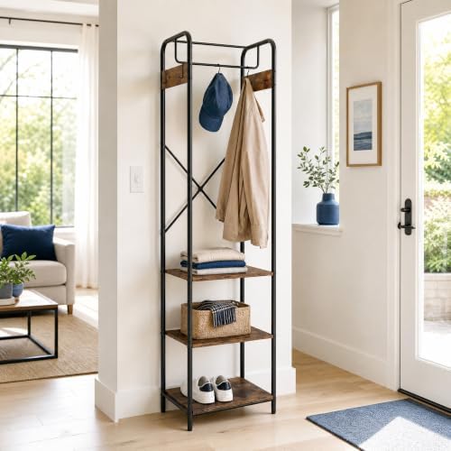 Garvee Clothes Rack Freestanding, Coat Rack with Shelf, Narrow Hall Tree