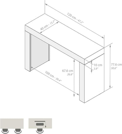 Mobili Fiver, Evolution Desk 47.2 x 15.7 in, Ashwood Black with Two Legs, Made in Italy