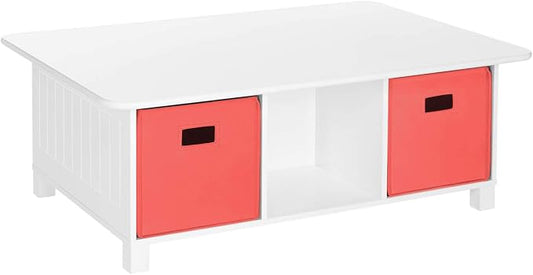 RiverRidge Home RiverRidge Activity Table, White with Coral Bins