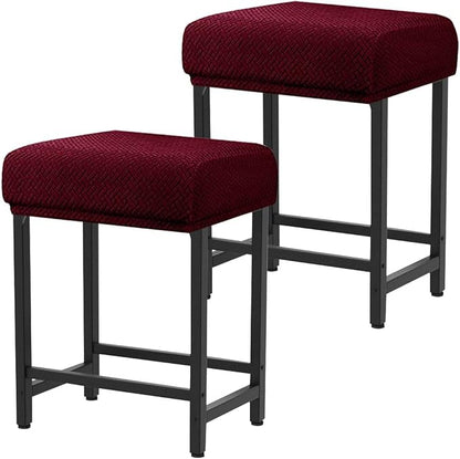 Levoberg Bar Stool Cover Rectangle Stretch Counter Height Barstool Slipcovers Rectangular Vanity Stool Cover Kitchen Counter Saddle Seat Cover for Wooden Metal Bench Set of 2 Wine red