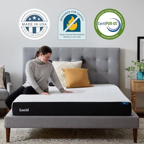 Lucid 8 Inch Gel Memory Foam Mattress, Medium Firm, Bed in a Box, Twin Size