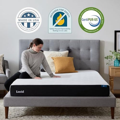 Lucid 8 Inch Gel Memory Foam Mattress, Medium Firm, Bed in a Box, Twin Size