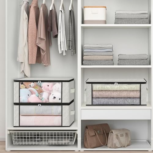 HomeHacks 10-Pack Clothes Organizer Storage Bags, 35L Storage Bins, White