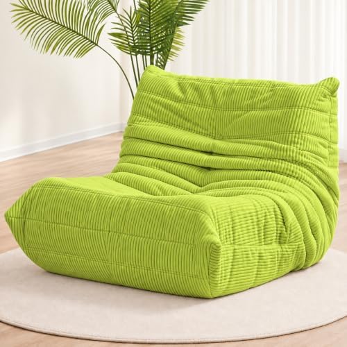 N&V Fireside Chair, Corduroy Armless Floor Sofa, Single, Lime