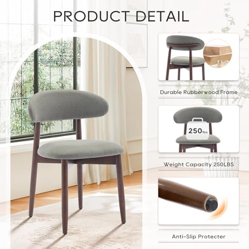 MALOL Dining Chairs Set of 2, Upholstered Wooden Kitchen Chairs, Green