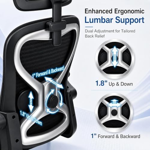 Ergonomic Office Chair for Long Hours and Back Pain, 3.5" Cushion, 330 LBS