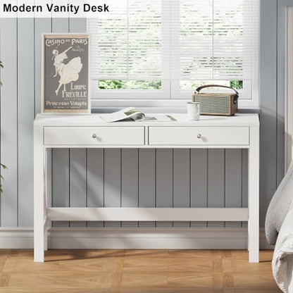 ChooChoo 47.2 Inches Farmhouse Computer Desk with 2 Drawers