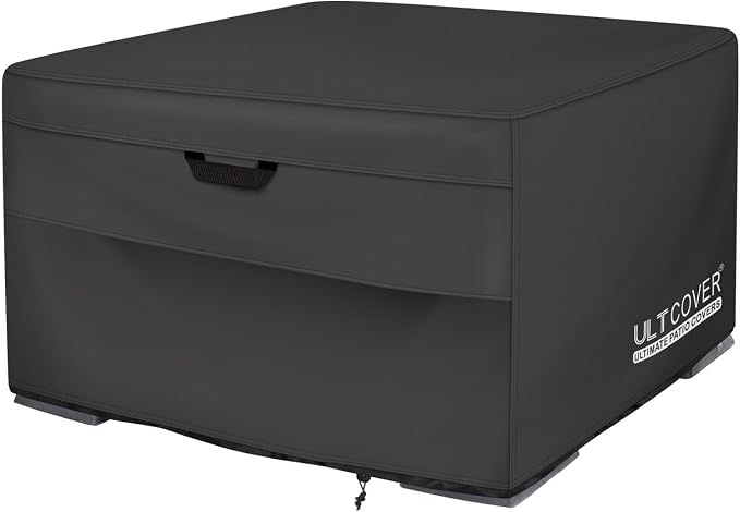ULTCOVER Patio Fire Pit Table Cover Square 28 inch Outdoor Waterproof Fire Bowl Cover, Black