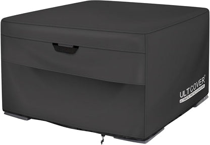 ULTCOVER Patio Fire Pit Table Cover Square 28 inch Outdoor Waterproof Fire Bowl Cover, Black