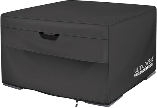 ULTCOVER Patio Fire Pit Table Cover Square 44 inch Outdoor Waterproof Fire Bowl Cover, Black