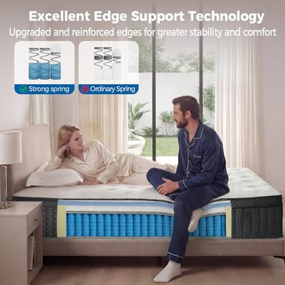 Ailis Queen Mattress, 12 Inch Queen Hybrid Mattress in a Box, Medium Firm with Upgraded Pocket Springs for Superior Motion Isolation, Strong Edge Support & Breathable Comfort