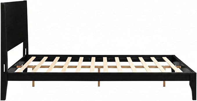Merax Full Size Bamboo Platform Bed, Mid-Century Modern Bed Frame with Tall Headboard, Solid Sustainable Bedframe Full-Size, Wood Slat Support, No Box Spring Needed, Easy Assembly, Noise Free, Black