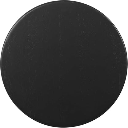 Linon Zeke Black Solid Wood Backless Round Counter Stool with 24 Inch Seat Height