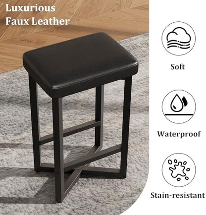 IDEALHOUSE Bar Stools Set of 2, 24.6" Counter Height Backless Barstools