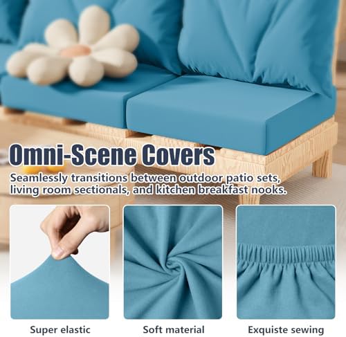 8Pcs Outdoor Cushion Covers, Stretch Patio Furniture Couch Chair Slipcovers