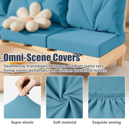 8Pcs Outdoor Cushion Covers, Stretch Patio Furniture Couch Chair Slipcovers