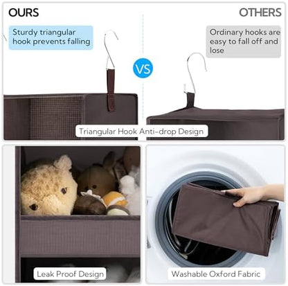GRANNY SAYS 3-Shelf Hanging Closet Organizer, Foldable Storage, Dark Brown